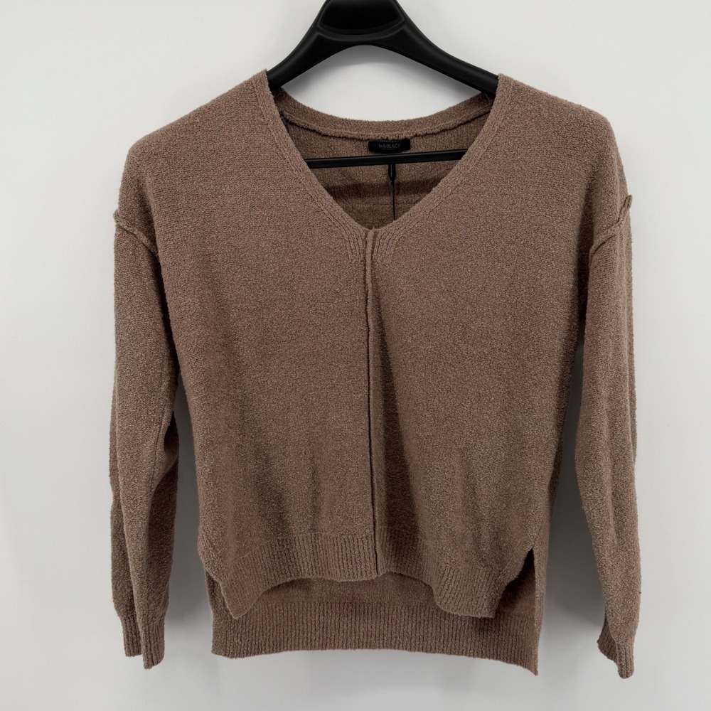 bobi BLACK Tan Cozy V Neck Long‎ Sleeve Sweater Women's Size Small